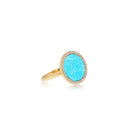 Turquoise Inlay, Gold & Diamond Perimeter Ring thumbnail