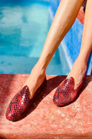 Leather Slide Loafer in Red Snake thumbnail