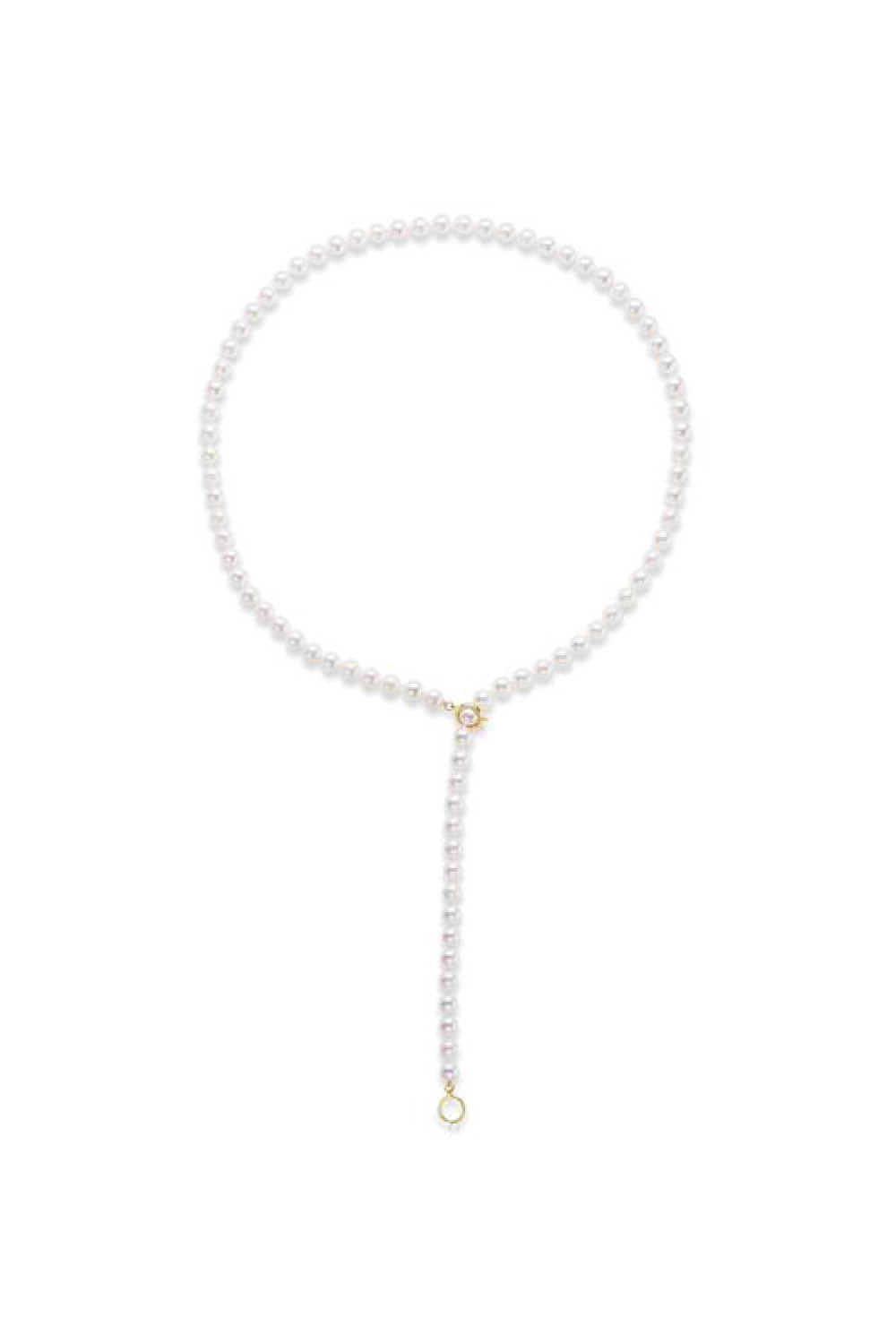 Akoya Pearl Adjustable Lariat Necklace in Yellow Gold