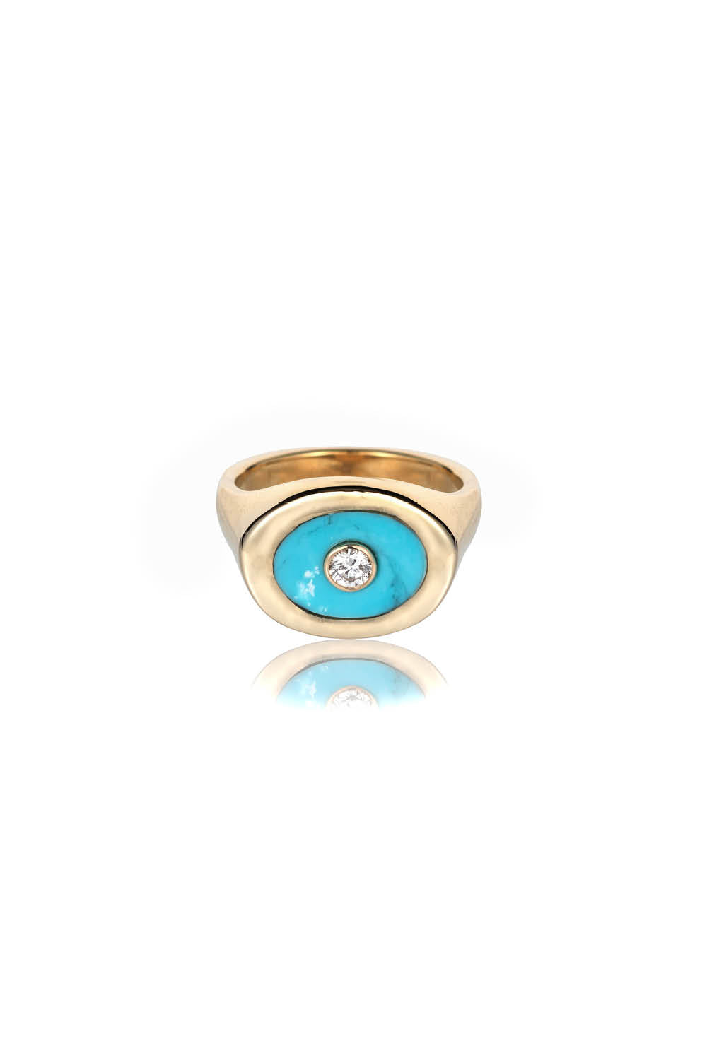 Turquoise, Gold & Diamond Signet Ring