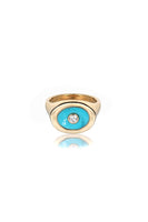 Turquoise, Gold & Diamond Signet Ring thumbnail