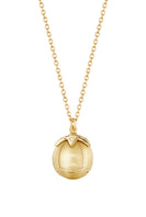 Yellow 14k Gold Petal Orb Necklace in Red Enamel set with Diamonds thumbnail