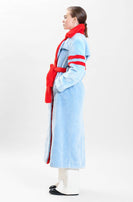 Genevieve Coat Faux Fur in Rouge/Blue thumbnail