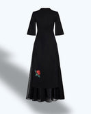 Roses-painted Bell Sleeve Contemporary Black Aodai thumbnail