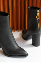 Almasi Black Vegan Apple Leather Boots thumbnail