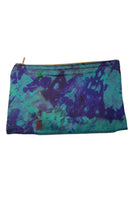 Silk Pouches with vibrant greens and blues with gold zipper thumbnail