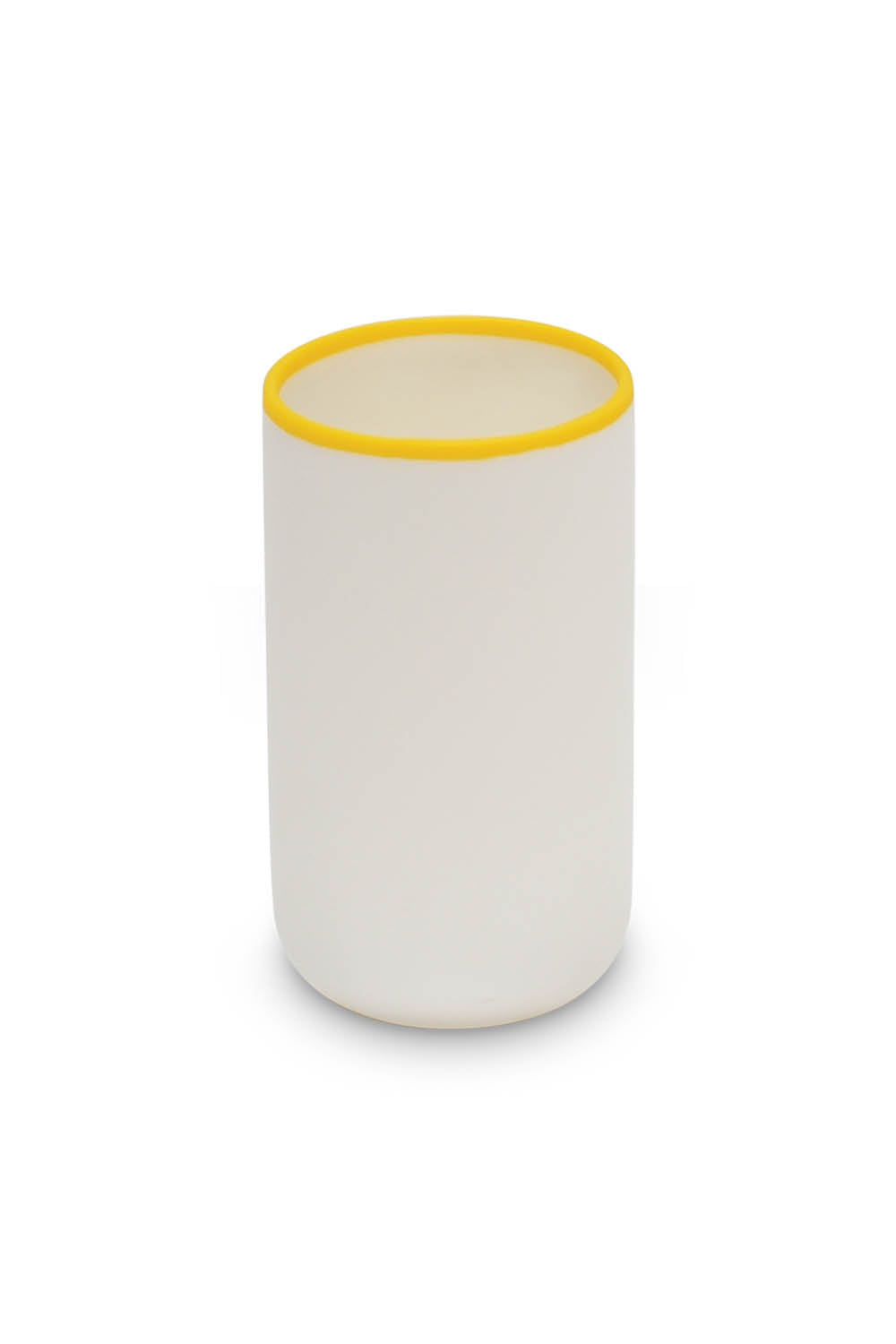 LIGNE Cylinder Vase in White With Sunshine Yellow Rim