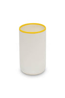 LIGNE Cylinder Vase in White With Sunshine Yellow Rim thumbnail