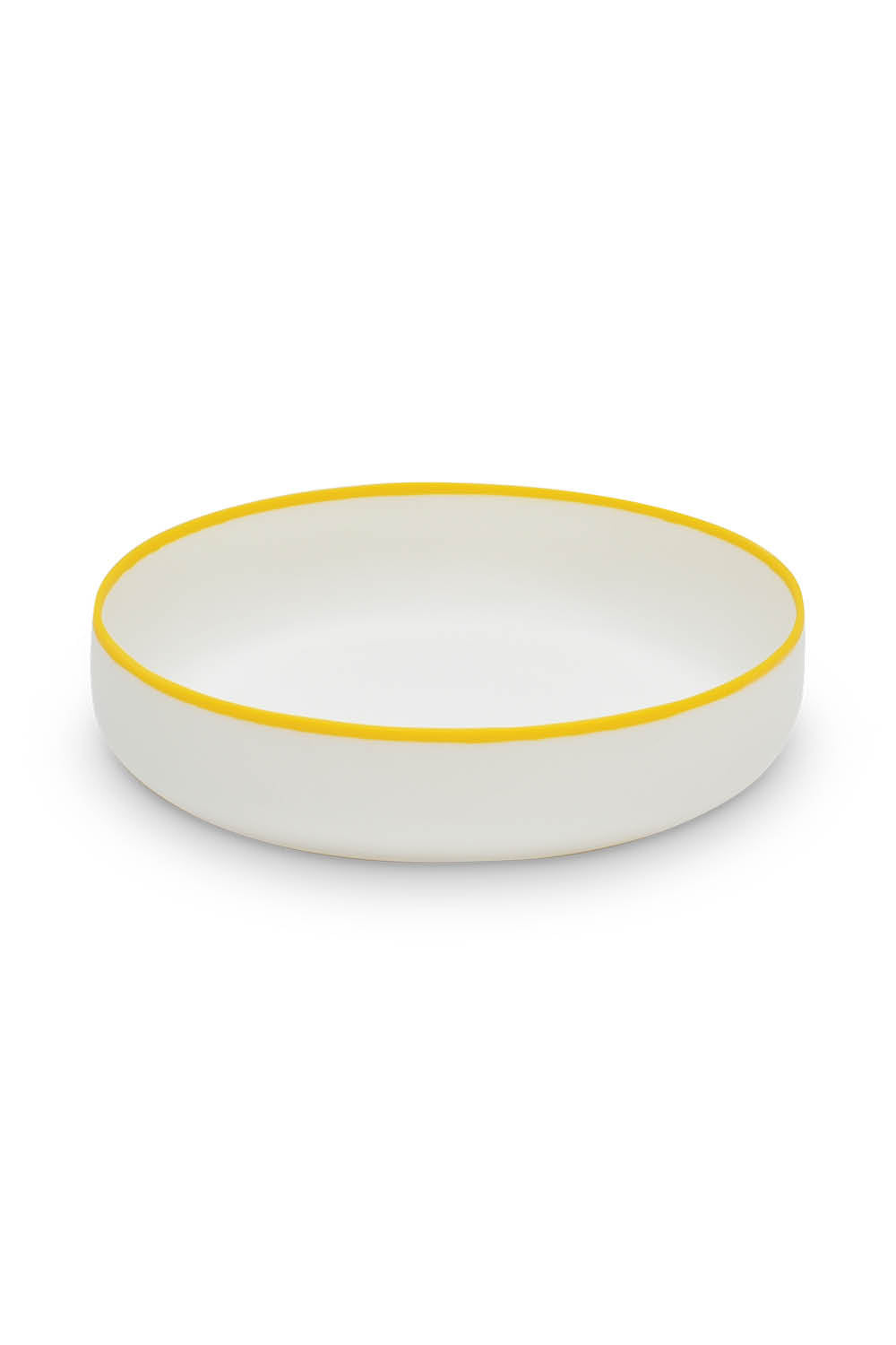 LIGNE Extra Large Bowl in White With Sunshine Yellow Rim