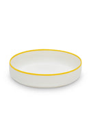 LIGNE Extra Large Bowl in White With Sunshine Yellow Rim thumbnail