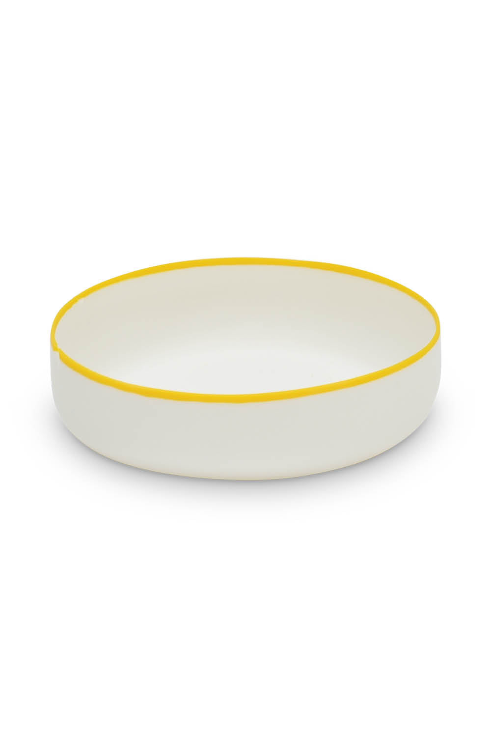 LIGNE Large Bowl in White With Sunshine Yellow Rim