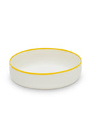 LIGNE Large Bowl in White With Sunshine Yellow Rim thumbnail
