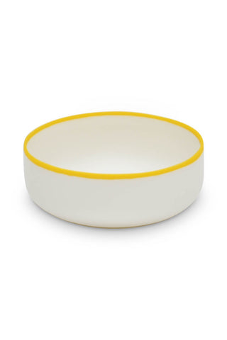 LIGNE Medium Bowl in White With Sunshine Yellow Rim