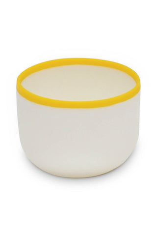 LIGNE Petite Bowl in White With Sunshine Yellow Rim