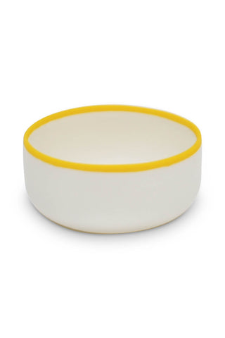 LIGNE Small Bowl in White With Sunshine Yellow Rim