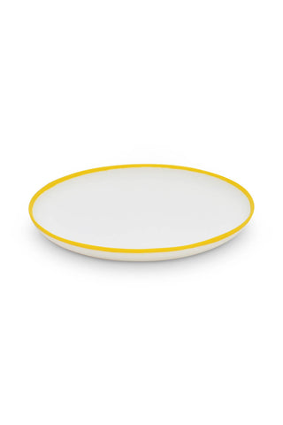 LIGNE Large Platter in White With Sunshine Yellow Rim