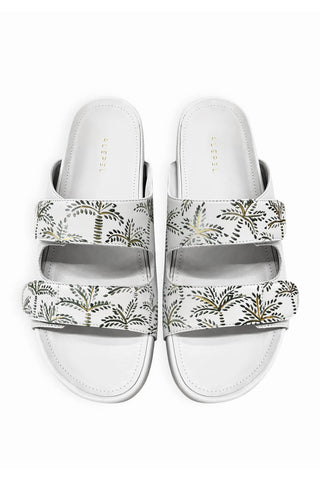 Emerald Abstract Palms White Sandal