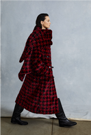 Catherine Houndstooth Coat Faux Fur in Bordeaux thumbnail