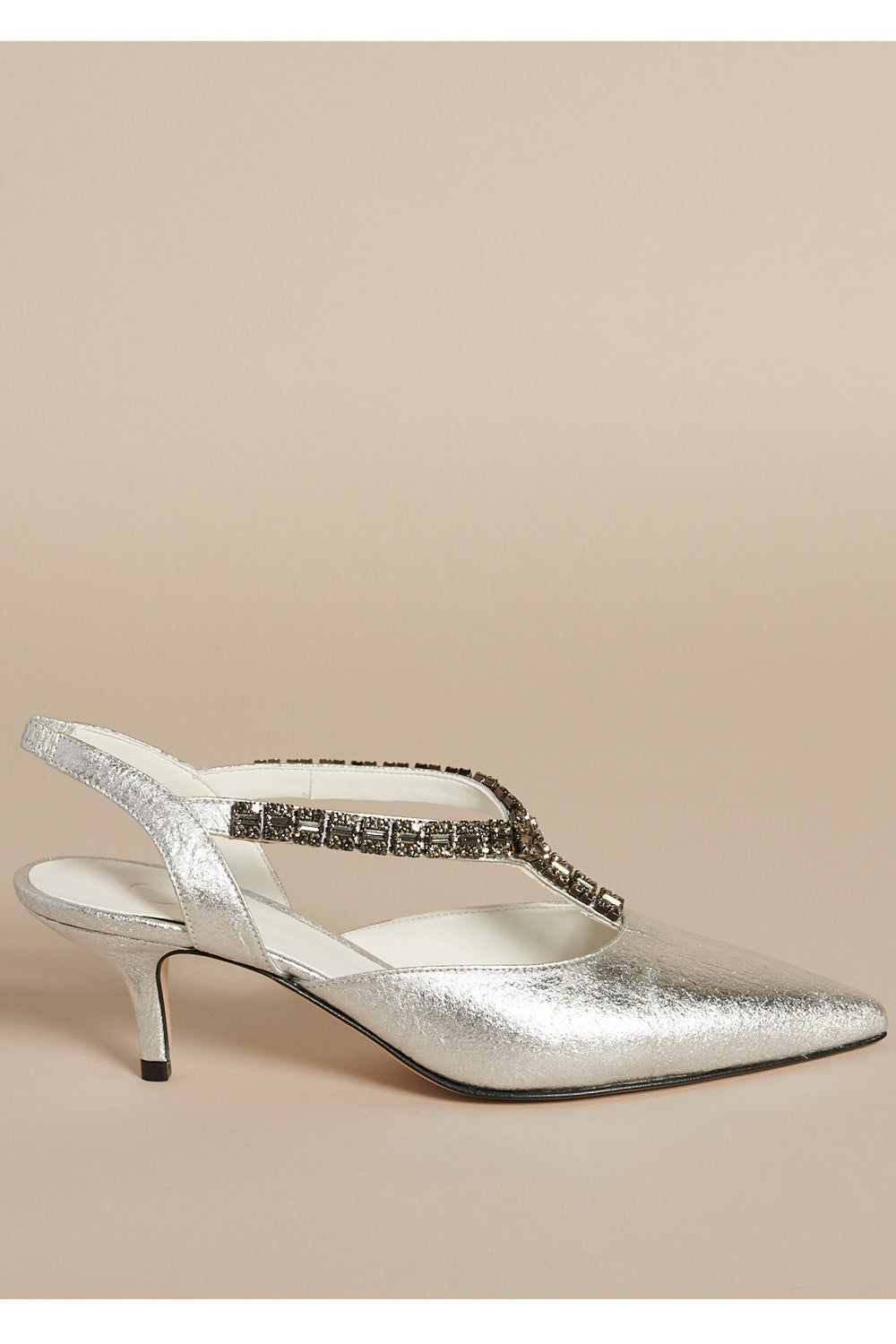Swarovski Crystal Glitter Silver Custom Bridal Low Kitten Heel Wide Fit  Half Size Pointed Stiletto Luxury White Leather Pump - Etsy