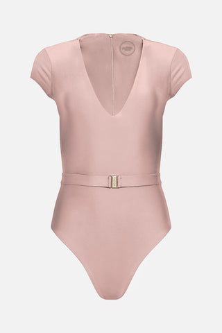 The Plunge Silhouette Swimsuit in Pink Sand