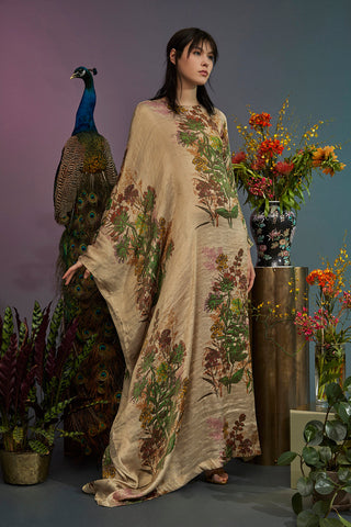 Indian Garden Gold Silk Gown