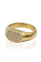 Petite Gold Signet Ring with Pave Diamonds thumbnail