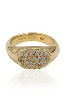 Petite Gold Signet Ring with Pave Diamonds thumbnail
