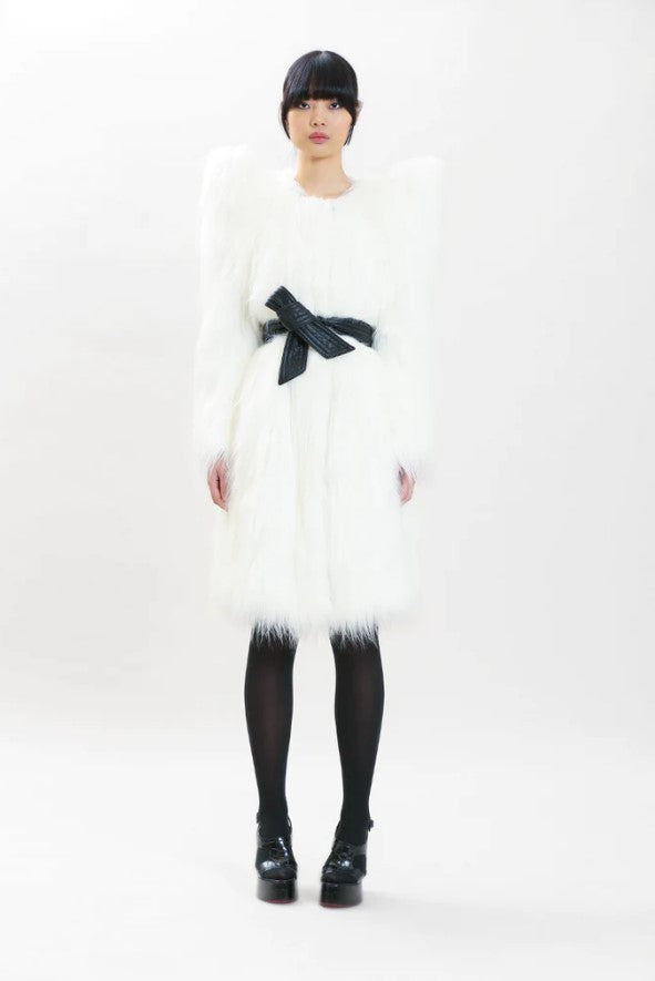 Emily faux fur Coat in Blanc