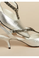 Brigitte Kitten Heels in Metalic Silver thumbnail