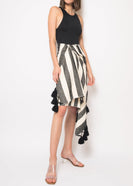 Black/ecru cotton striped shawl thumbnail