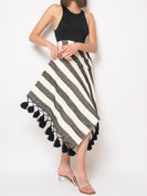 Black/ecru cotton striped shawl thumbnail