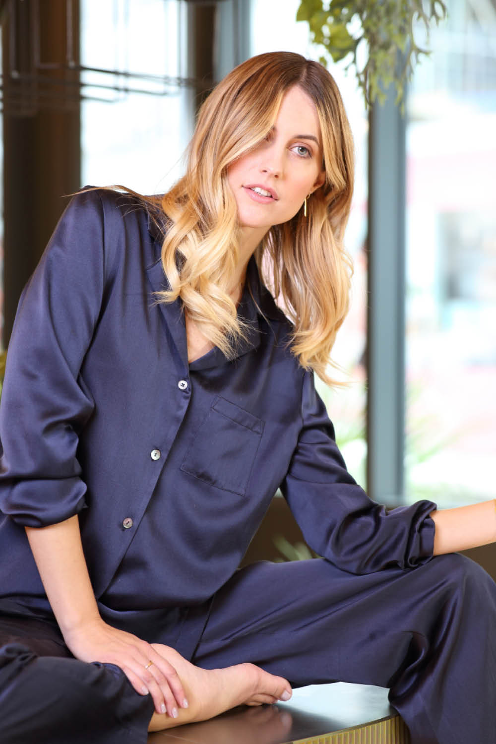 Organic Peace Silk Pajama Set in Evening Blue – Maison De Mode