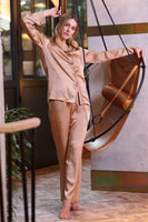 Organic Peace Silk Pajama Set in Hazelnut thumbnail