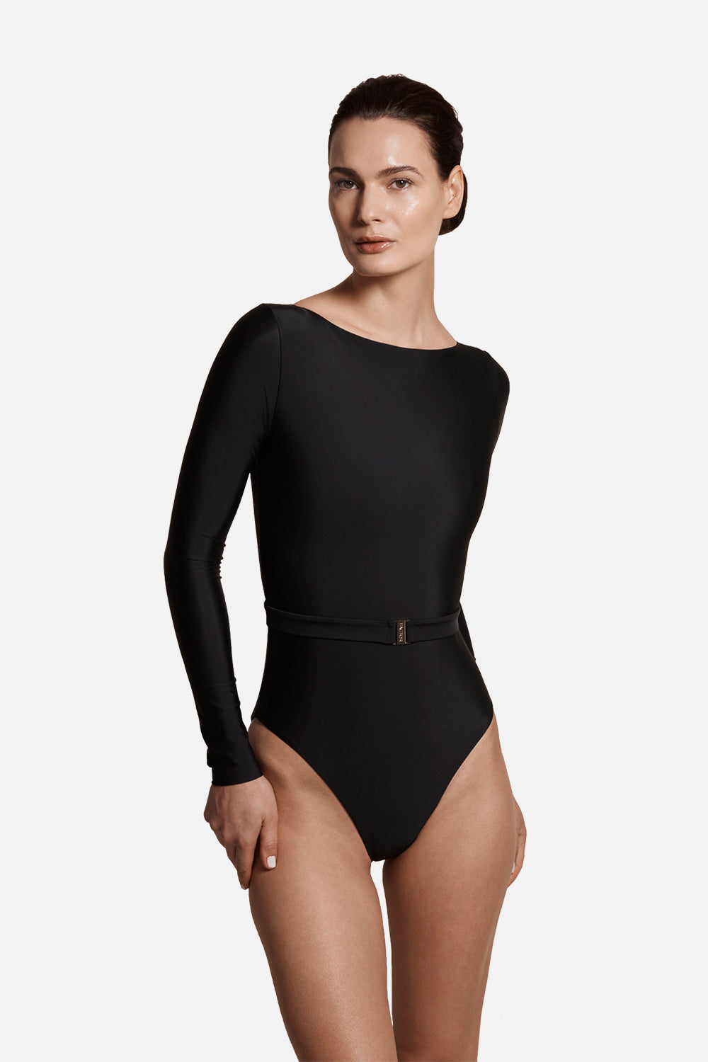 The Bateau Silhouette Swimsuit in Onyx