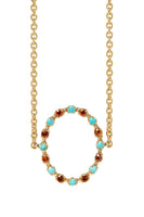 Full Circle Choker in 14K Yellow Gold with Orange Sapphires & Turquoise thumbnail