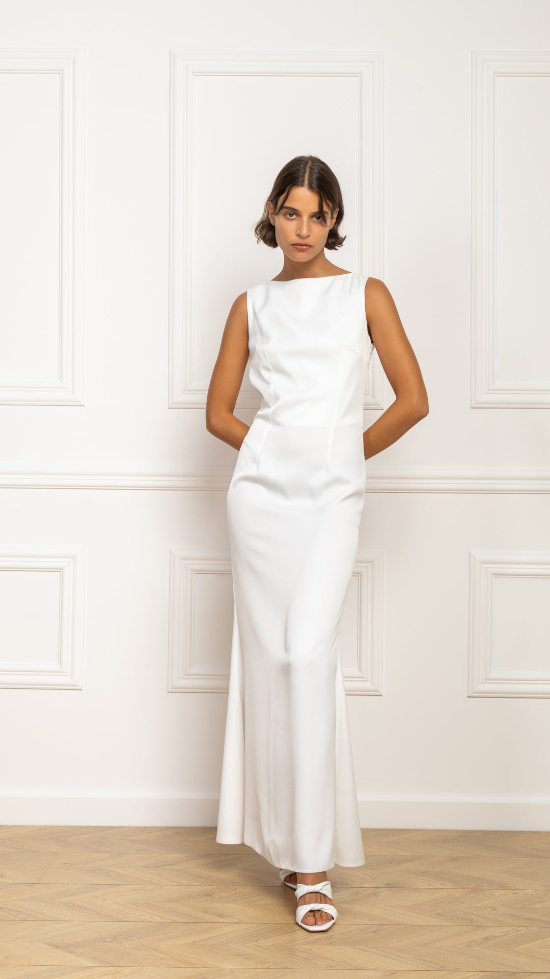 Ciara Daisy Gown in White Silk