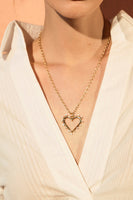 Open Heart Yellow Gold Necklace with White Diamonds thumbnail