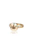 Gold & Emerald Cannabis Leaf Ring thumbnail