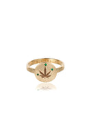 Gold & Emerald Cannabis Leaf Ring thumbnail