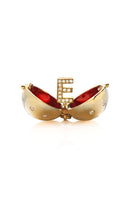 Letter E Signature Sphere Orb Necklace in 18k Yellow Gold with Diamonds and Red Enamel thumbnail