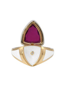 White Enamel with Ruby and Diamond Shield Ring thumbnail