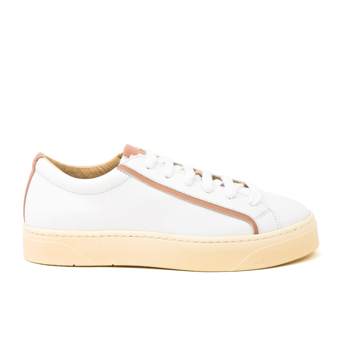 Sylven New York vegan apple leather sneakers in white and rose