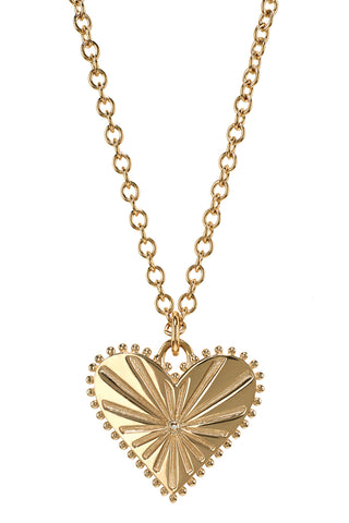 Pour Toujours Heart Coin Yellow Gold Necklace with White Diamond