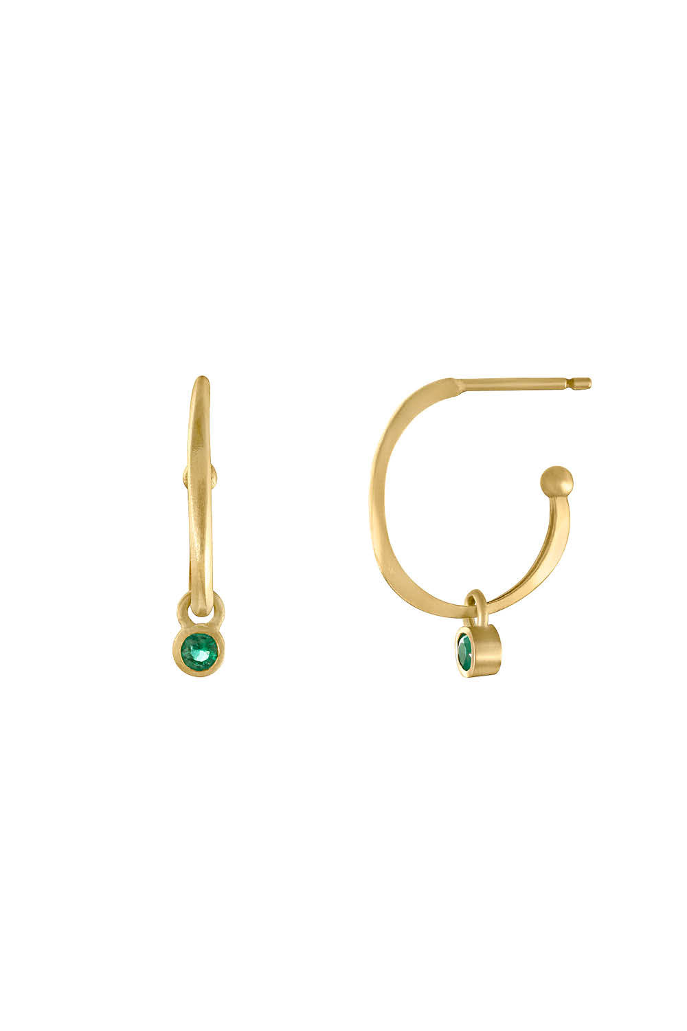 Sandy Leong Petite Halo Hoops with Emerald Charm