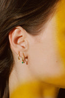 Sandy Leong Petite Halo Hoops with Emerald Charm thumbnail