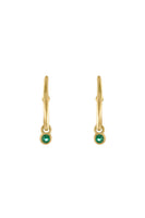 Sandy Leong Petite Halo Hoops with Emerald Charm thumbnail
