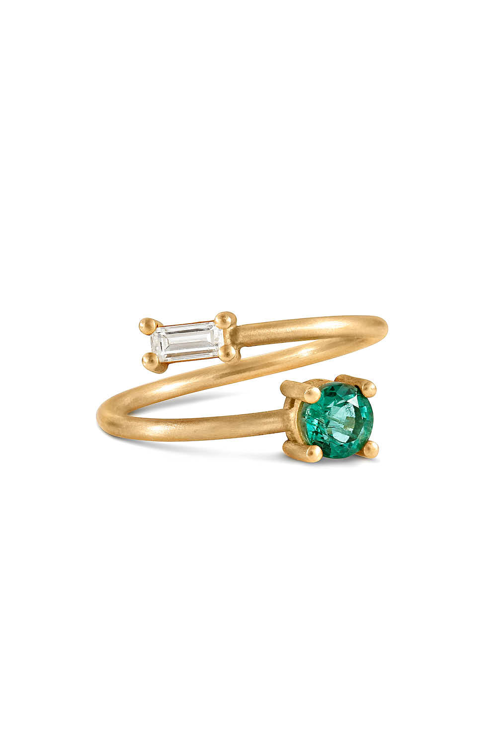 Sandy Leong Emerald and Diamond Twist Ring