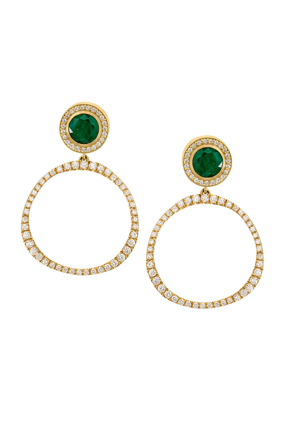 Sandy Leong Petite Pave Origin Hoops with Emerald and Diamond Studs