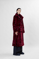 Catherine Houndstooth Coat Faux Fur in Bordeaux thumbnail
