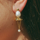 pearl, chain, earrings, studs, statement, beach, summer, gold thumbnail
